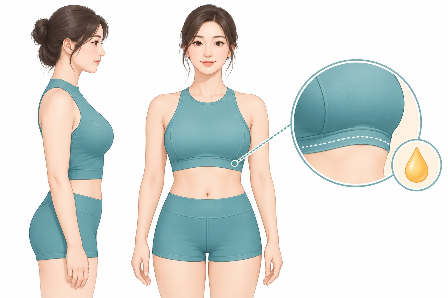 标示上胸部轮廓的乳房脂肪移植说明图