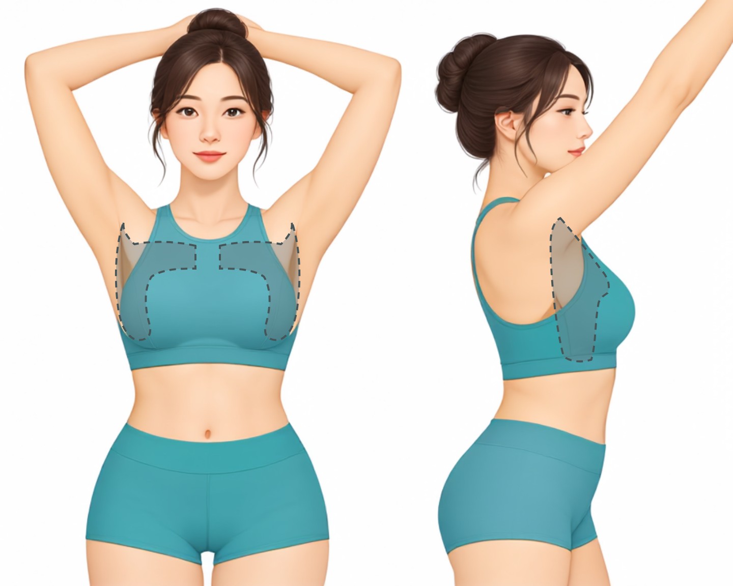 切除式手术后残留的乳房上部、前腋下与腋下、侧胸部位